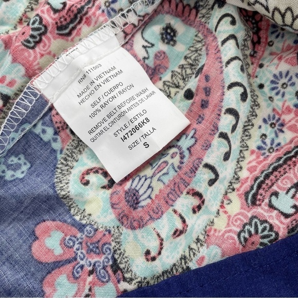 As U Wish Blue White Smocked Belted Paisley Summer Dress Size Small NWT - Picture 6 of 8